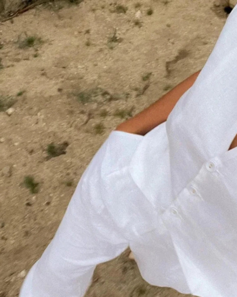 Conjunto de dos piezas de lino para mujer elegante